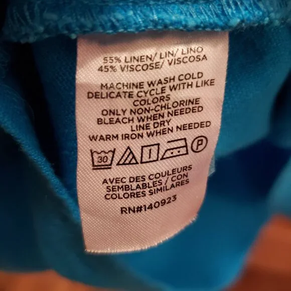 🌞Loft Outlet Blue Teal Linen Blend Midi Dress Size 6🌞 - Picture 10 of 10